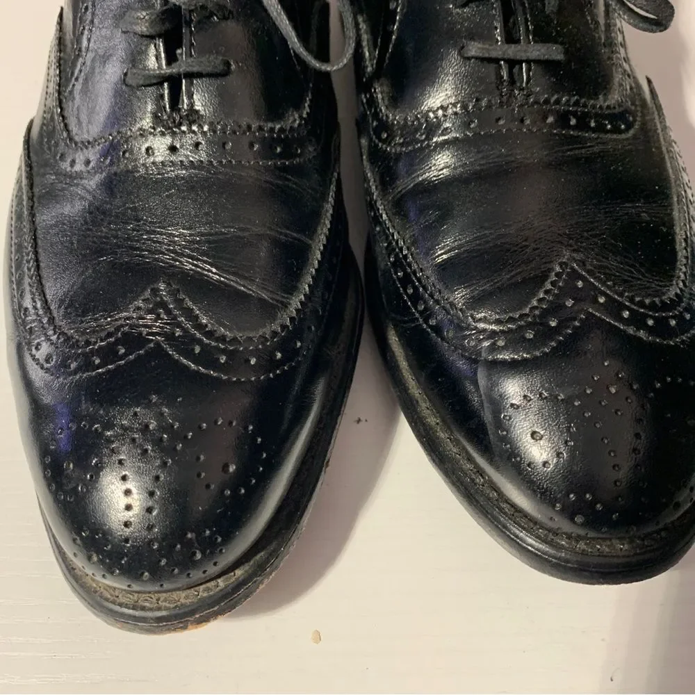 Nunn Bush Dress Shoes Mens 9.5 D Wingtip Oxford Black Leather Lace Up